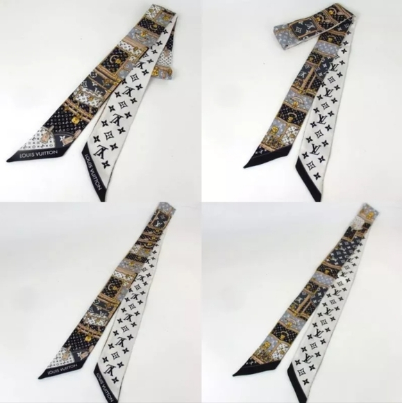 Auth Louis Vuitton 2 Monogram Let's Go BB Silk Twillies - Picture 3 of 8